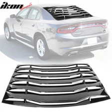Fits 11-23 Dodge Charger IKON Style Rear Window Louver Cover - Gloss Black