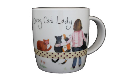 Becher ''Crazy Cat Lady'' nach Aquarell von Alex Clark - Inhalt 350 ml - Porzellan