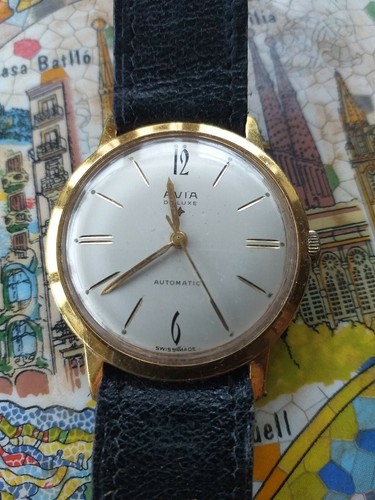 VINTAGE Da Uomo Avia DE LUXE 1950s 17 JEWELS orologio automatico serviti  Scatola Regalo | eBay