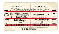 Railway Ticket Irish CDRJC 3rd Class Excursion Killybegs - Dunkineely