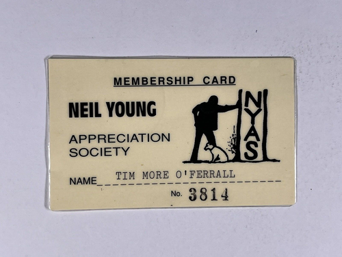 Neil Young Membership Card Laminate Original Appreciation Society - Imagen 1 de 12