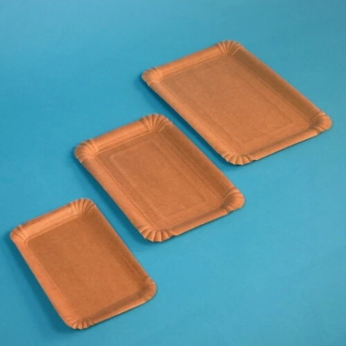 PRO DP VERPACKUNGEN Pappteller Papierteller eckig braun Bio Frischfaser verschiedene Größen