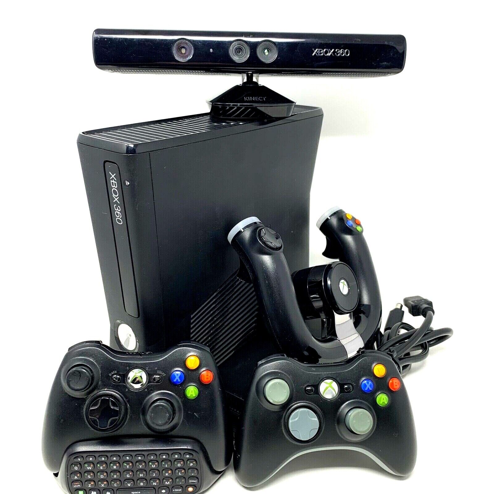 A Close-up Front View of the Used Lying XBOX 360 Slim Corona 250GB Console  and Two Gamepads Editorial Stock Image - Image of gaming, view: 213836204