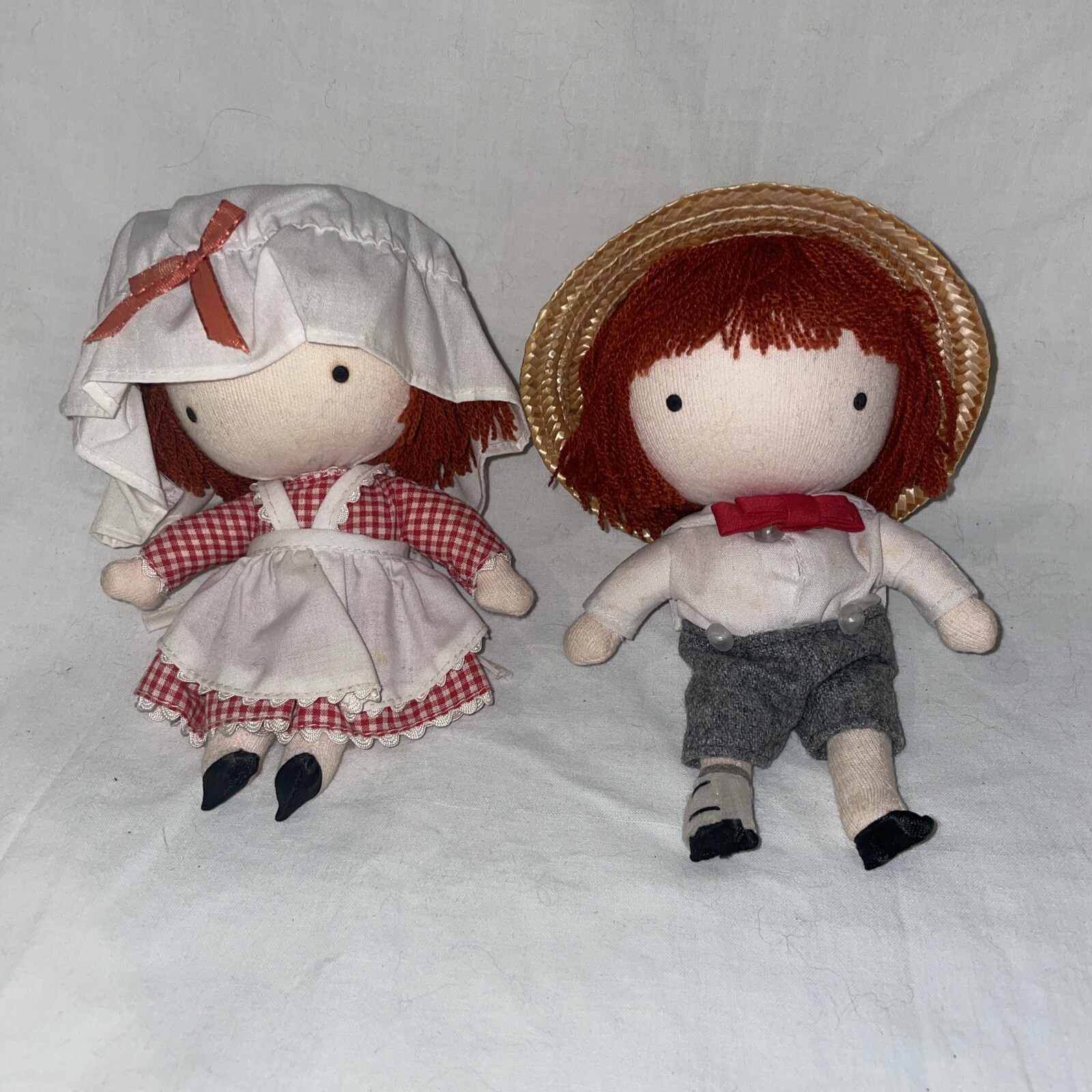 Joan Walsh Anglund Schoolboy & Girl Pocket Doll Set Vintage Cloth