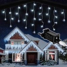 Image of Netta Icicle Christmas Lights Outdoor And Indoor Timer 8 Modes 240-2000 LED