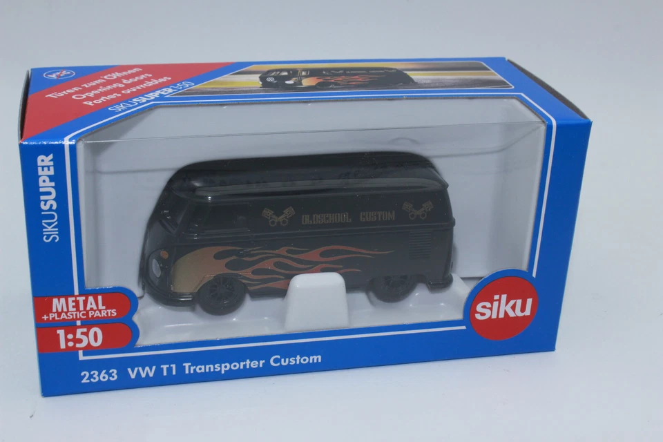 Siku 2363 VW Transporter Van Negro OLDSCHOOL CUSTOM 1:50 NUEVO Foto 3 de 4