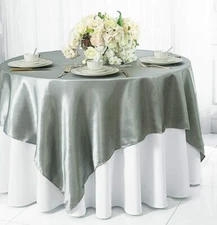 Satin silver grey tablecloth 54" square overlay wedding banquet reception