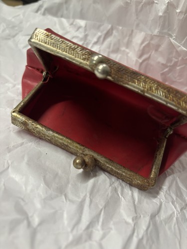 Vintage DAVY CROCKETT Red Vinyl Change Purse Vintage Snap Closure - Picture 3 of 5