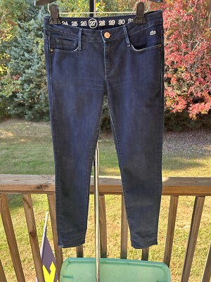 Lacoste Earnest Sewn Women's Jeans SIZE 27 X Harlan Blue Made in U.S.A Dark Wash