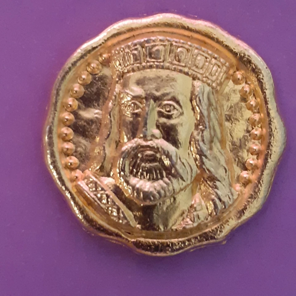 LOT 2 FEVES ROI DE FRANCE CLOVIS 1ER & LOUIS XVI  métal doré - Photo 2/4