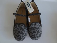 NEW Girl 18-24 months Toddler 6 OLD NAVY Leopard Gray Dressy Shoes Faux Suede