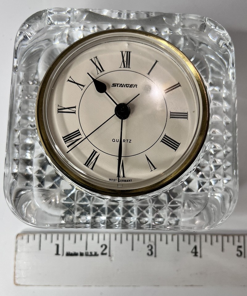 STAIGER Clock French Crystal Glass Quartz German Movement Desktop