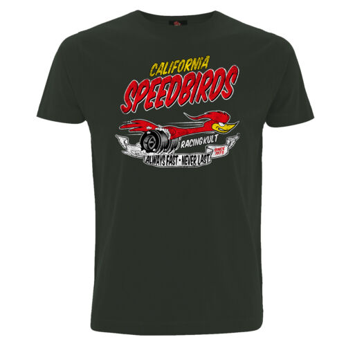  Kultowy t-shirt wyścigowy California Speedbirds węgiel drzewny - Zdjęcie 1 z 2