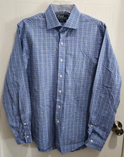 VTG Polo Ralph Lauren Shirt Size Large 16 Blue Plaid Regent Custom Fit Button Up
