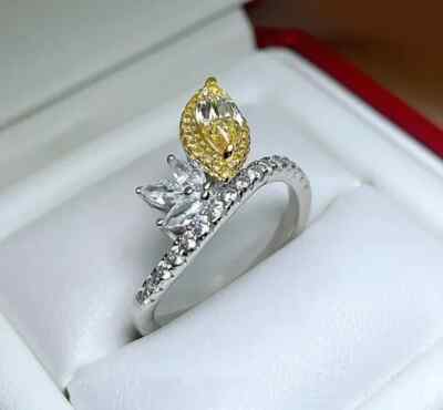 2.5Ct Marquise Cut Lab-Created Citrine Women Cocktail Ring 14k White Gold Plated