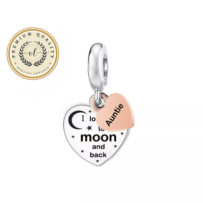 Auntie Heart Charm, Family Charm, Auntie Charm, I Love You To The Moon And Back