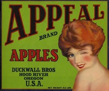Appeal Brand Rare Apple Label - Duckwall Bros Hood River Circa 1930