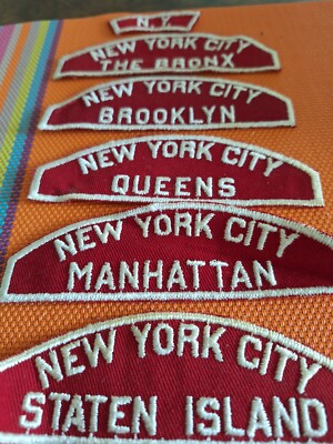 VINTAGE  BOY SCOUTS OF AMERICAN PATCHS. Set of 5 boroughs