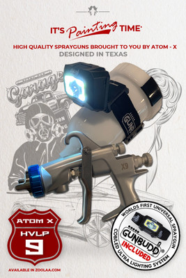 ATOM Mini X9 Auto Paint Gun   HVLP Spray Gun with FREE GunBudd Ultra Lighting