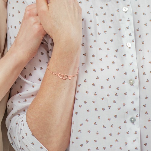 Amour Rose Plated Silver Paperclip with Double Heart Clasp Bracelet - 7.5 in. - Picture 5 of 6