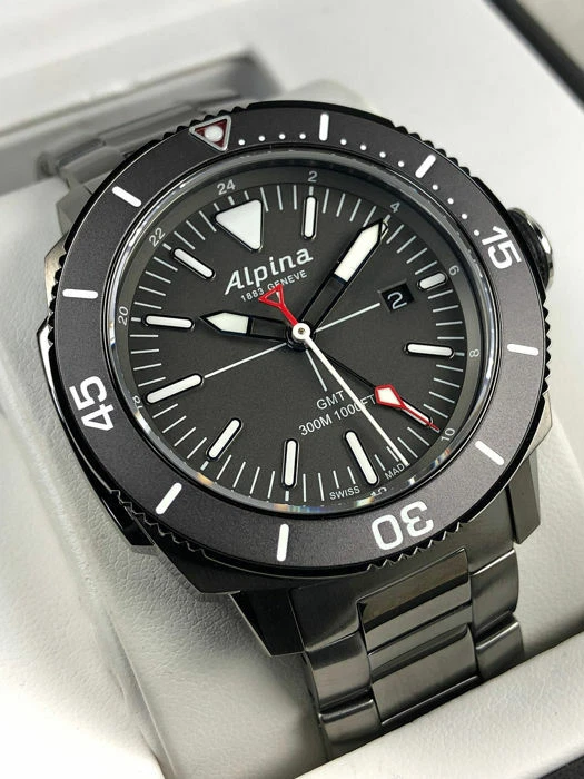 New Watch Alpina Seastrong Diver GMT AL 247LGG4TV6B titanio