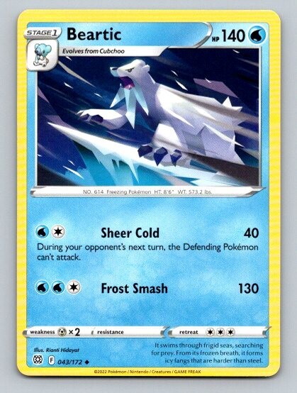 2022 Pokemon Card Brilliant Stars Beartic 43/172
