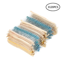 3120pcs 1/4W 1 1 ohm to 10M ohm 156 Values Metal Film Resistors Assortment Kit