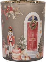 Clayre & Eef 6GL5469 Teelichthalter Grau Rot 10X13 Cm
