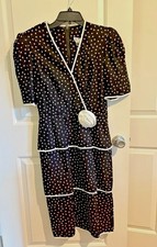 Vintage Black  White Polka Dot Dress, Women's Size 10