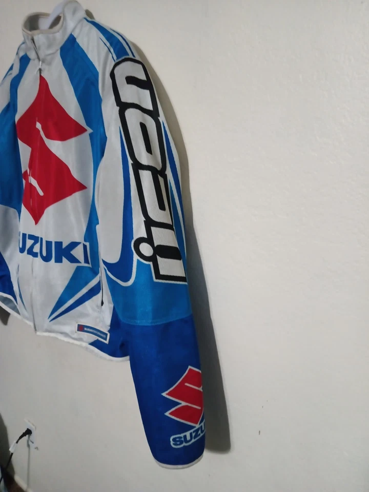 Suzuki Icon Hooligan Performance Series Moto Jacket XL Blue Silver Mesh padded - Image 2 of 4