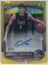 Davis Fogle Bowman Chrome 2025/26 Yellow Refractor /75 Auto