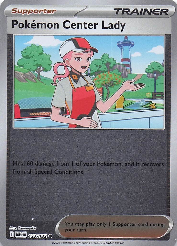 Pokemon Center Lady #123/132 NM Reverse Holo Common ME01: Mega Evolution