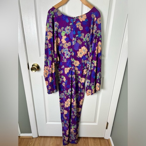 Smythe Midikleid lila violett Blumen Langarm Twist V-Ausschnitt Schlitz S - Bild 8 von 11