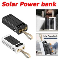47800mAh Solar Power Bank LCD LED Portable External Battery Fast Charging