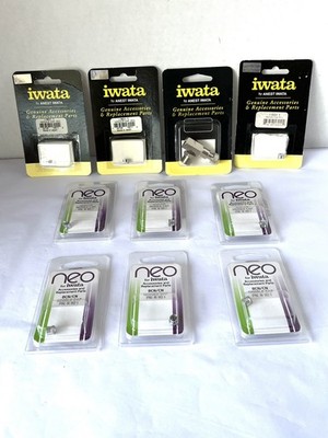 Vintage Lot Of 10 Iwata Airbrush Replacement Parts And Neo Sealed