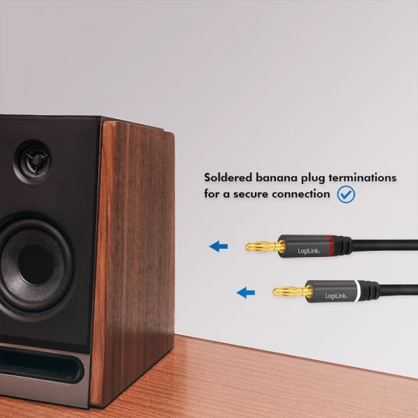 Logilink Cavo per Altoparlanti 2x2 Spinotti a Banana Nylon Nero 5m - Immagine 3 di 4