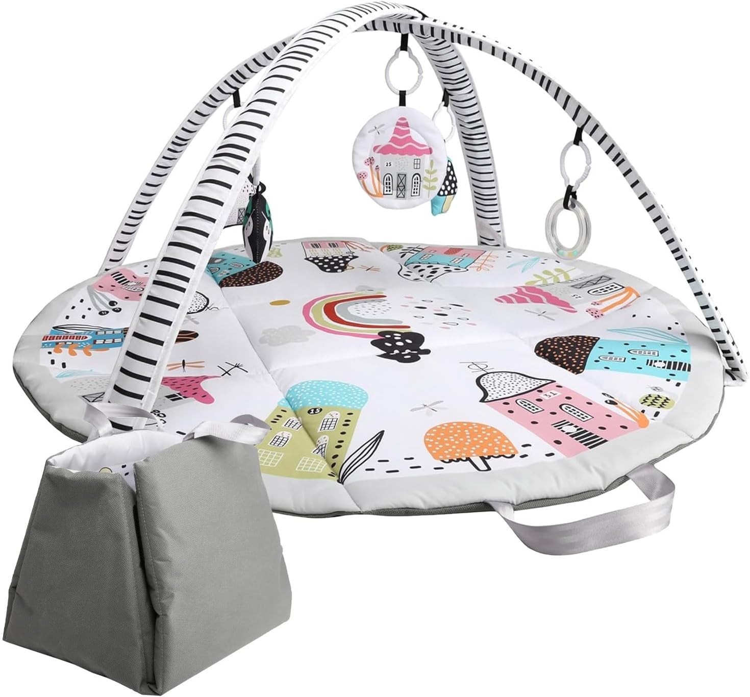 LADIDA Little Village Baby Playmat Activity Play Gym Convert To Travel Handbag
