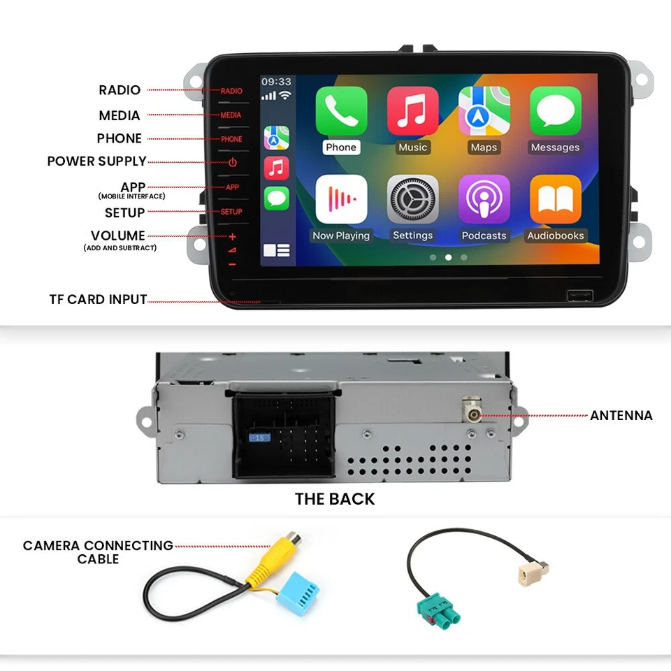 8" RCD880 PRO CarPlay Android Auto Radio Mit Decoder Für VW Golf Sharan Caddy CC - Bild 2 von 4