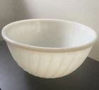Vintage FIRE KING Anchor White SWIRL Mixing 9" BOWL Milk OPAQUE Glass HOCKING