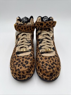 Nike Air Force 1 Id 2011 High-Top Sneakers in Leopard Print Brown and Black Rare Nike iD X Poleberg X Hanni Air Force 1 Hi Collab ONLY  main image 3