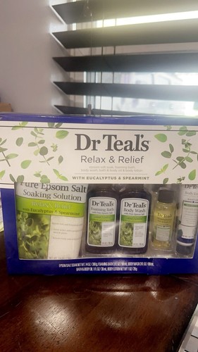 New Sealed Dr Teal's 5 Piece Set Relax & Relief Eucalyptus & Spearmint Bath