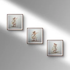 Original 8x10 Female Portrait  triptych Watercolor Painting Sketch