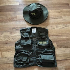 Junior Ranger Vest Olive Green Youth Large & Hat Kids Utility Camping Hiking