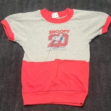 Vintage Champion Snoopy 20th Anniversary Kids Shirt Size 7 Gray Red 50/50