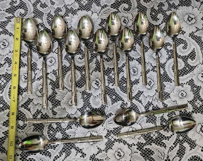  LOT OF 15 REBACRAFT JAPAN  STAINLESS ROYAL BAMBOO TEASPOONS/ TEA SPOONS   