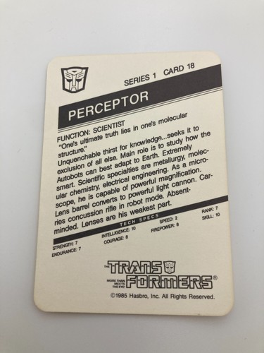 1985 Hasbro Transformers Series 1 Action Trading Cards Singles - Picture 11 of 107
