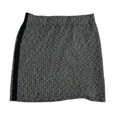 Comma Rock Damen Gr 40 Schwarz Grau Fischgrät Stretch Gummibund Midi
