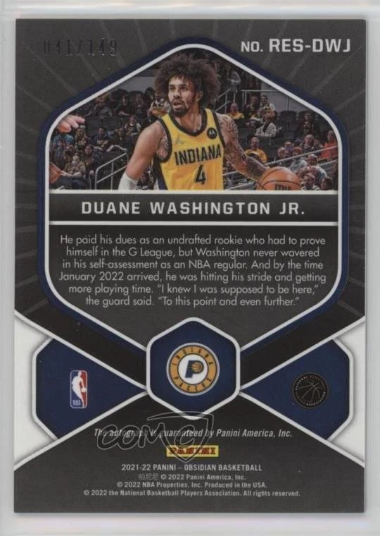 2021 Panini Obsidian Rookie Eruption Signatures /149 Duane Washington Jr Auto RC - Image 2 of 2