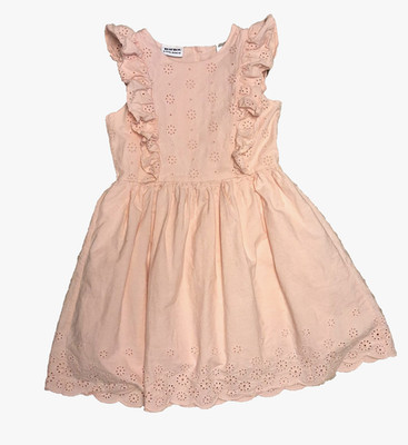 Blueberi Boulevard Girl's Size 7 Sleeveless Eyelet Peach Dress 100% Cotton