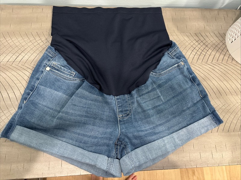 Time And Tru Maternity Jean Shorts Womens Size Small (4-6) Short Roll Cuff